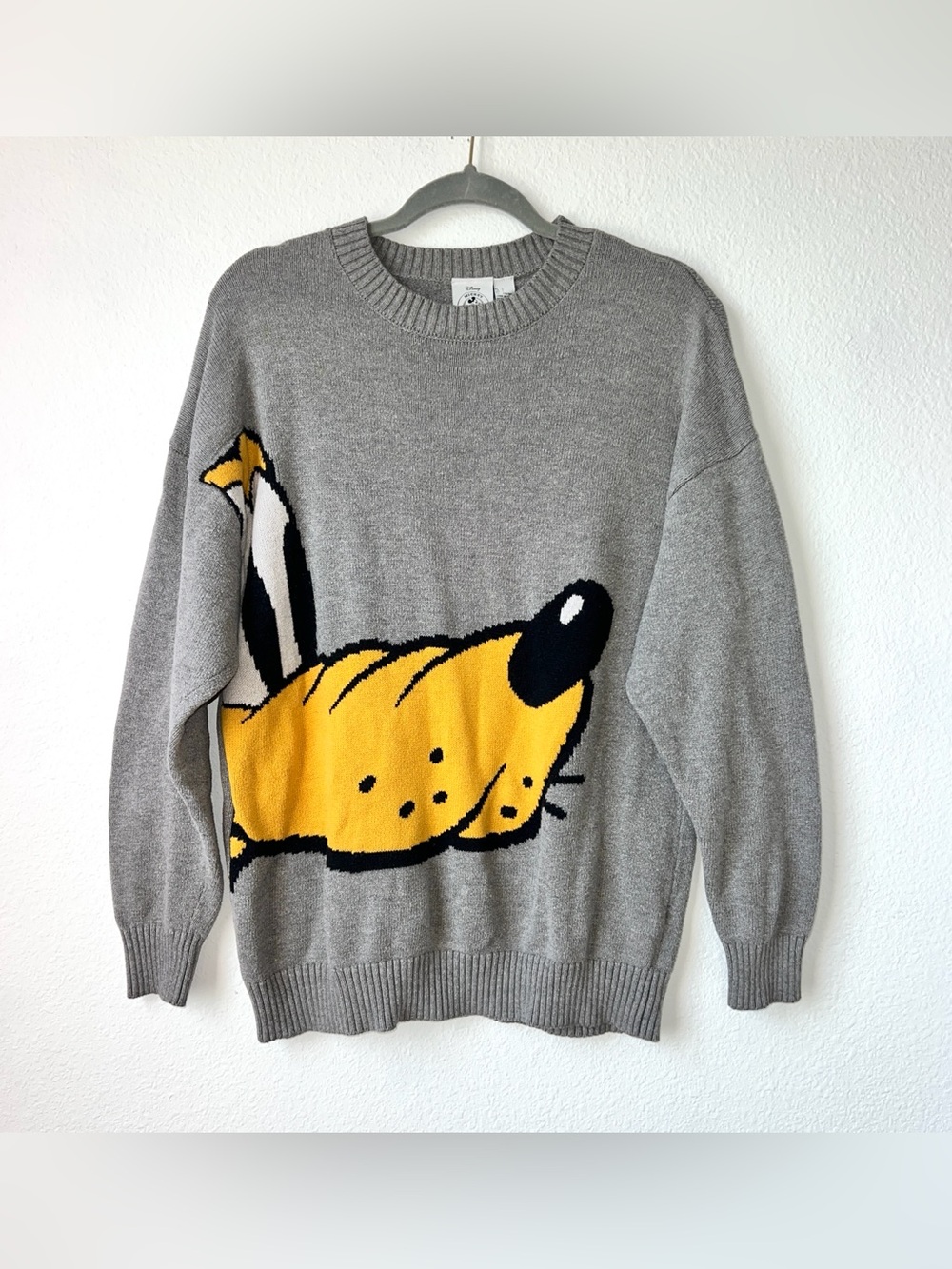 Forever 21 x Disney Mickey & Co. Oversized Pluto Knit Sweater - Grey, Sz Large